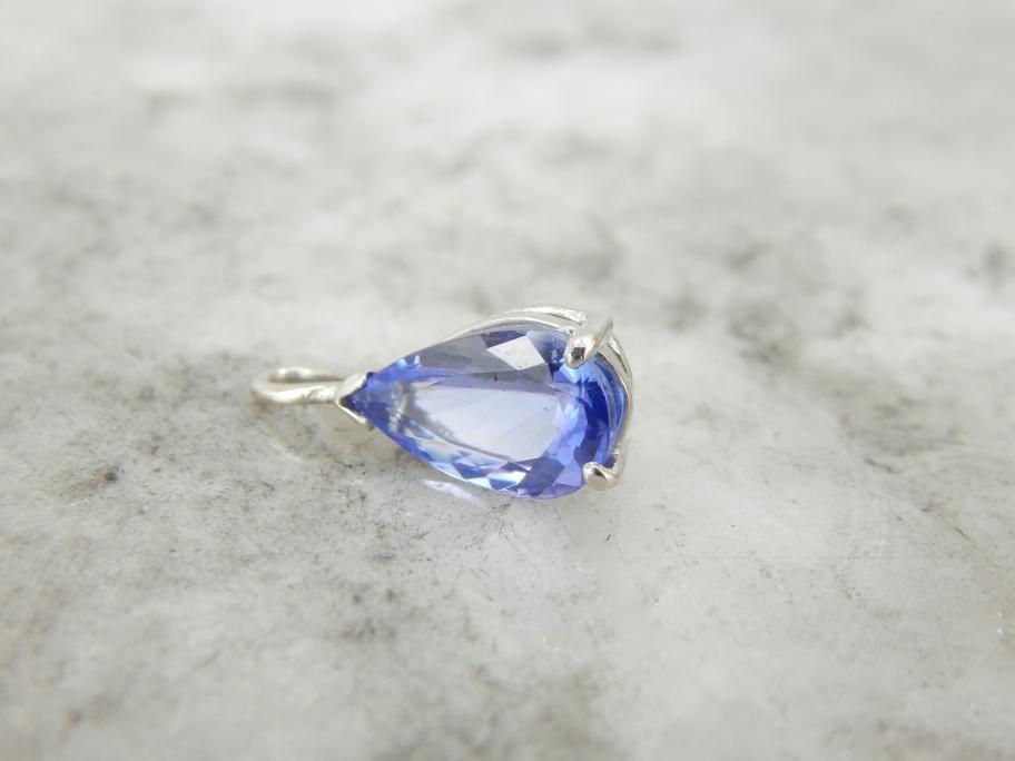 Tanzanite and White Gold Pear Cut Pendant