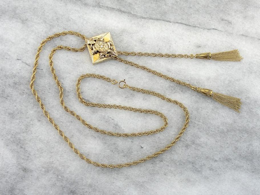 Late Victorian Watch Chain Link Necklace in Yellow and Rose Gold