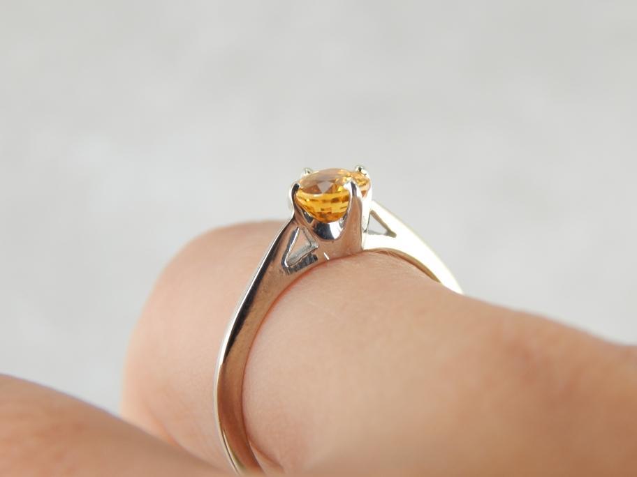 Golden Sapphire Engagement Solitaire with Crown Like Setting