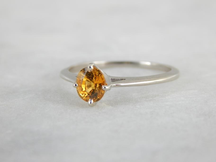 Golden Sapphire Engagement Solitaire with Crown Like Setting