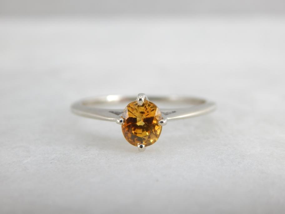 Golden Sapphire Engagement Solitaire with Crown Like Setting