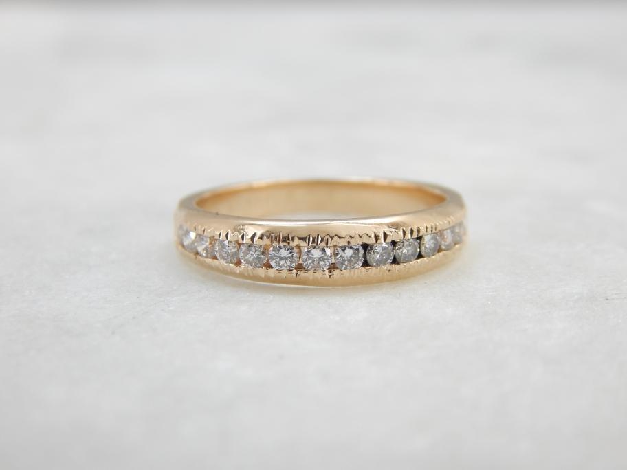 Bright Diamonds and Yellow Gold Wedding Band