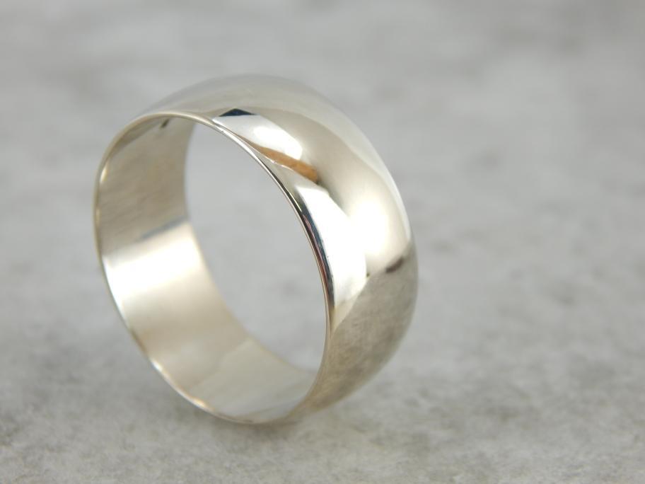 Extra Large White Gold Wedding Band, Simple Style