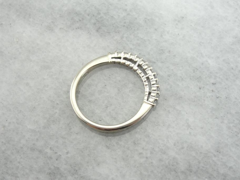 Tall Prong Set Diamond Inlaid Band for Stacking or WEdding Ring