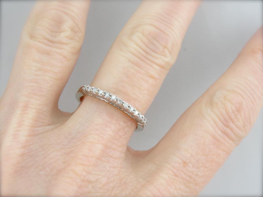 Tall Prong Set Diamond Inlaid Band for Stacking or WEdding Ring