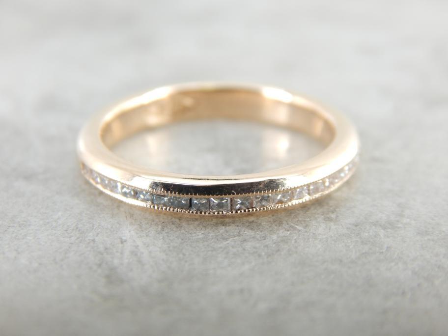 Channel Set Rosy Yellow Gold Diamond Band