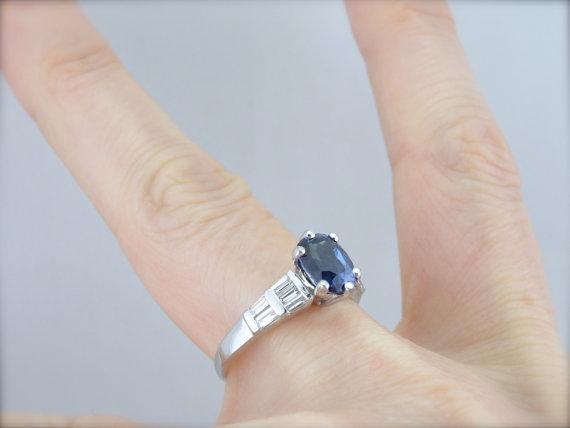 Ceylon Sapphire Diamond Platinum Engagement Ring